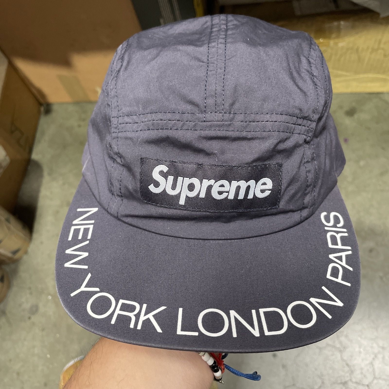 Supreme Box Logo New York London Paris 5-Panel Strapback Camp Hat Cap