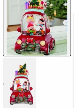 Peanuts Christmas Snow Globe Car Figurine