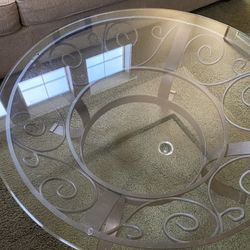 Wrought Iron And Glass Round Coffee Table 