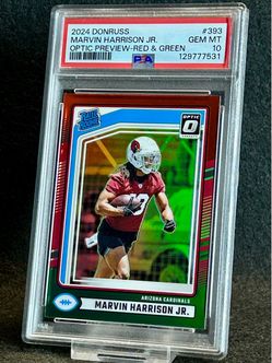 2024 Donruss 🔥 Marvin Harrison Jr 🔥 Optic Preview Red Green Rookie Prizm PSA 10 💎 Mint - Arizona Cardinals