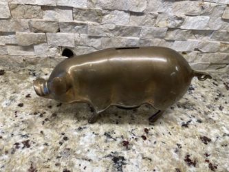 Vintage Heavy Brass Piggy Bank