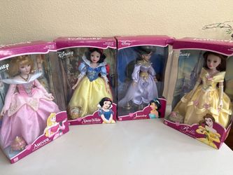 Set of 4- 14” Disney Princess porcelain dolls- new in box