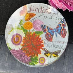 1970s Gien France Azure Dessert Plates With Butterflies - Set of 4