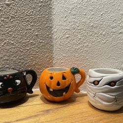 Halloween Mugs , Cat And Mummy