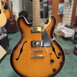 Stadium Double Cutaway Semi Hollowbody Electric Guitar W/ Hard Case