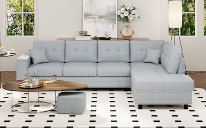 U_Style 109.2''L-shaped Modular Sectional Sofa with Removable Back Cushions and 2 Pillows, Suitable for Living rooms, Offices, and Apartments