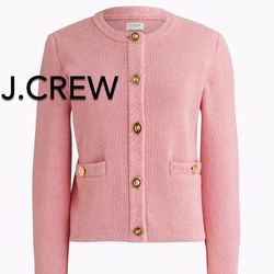 ❄️(NEW) (1 AVAILABLE) WOMEN’S J.CREW FACTORY CARNATION COTTON LADY JACKET CARDIGAN SWEATER - SIZE: MEDIUM (MSRP: $138)❄️