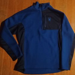 Men's Size Xlarge Spyder Blue Black Half Zip Pullover Pocket