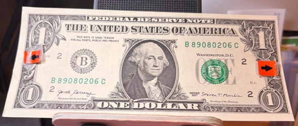 1 Dollar Uncirculated Miscut Error Front And Back #B(contact info removed)6C