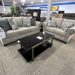 Nailhead Sofa And Loveseat Set