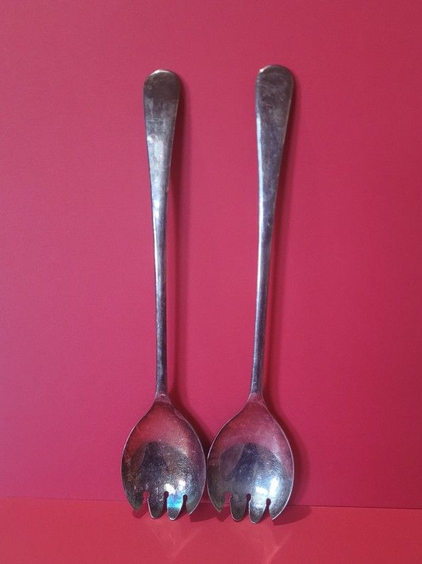 Sheffield England Fork Serving Set - 2 by Eisenberg Lozano 9.5” Silver Plate.