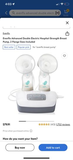 Evenflo Advanced Double Electric Hospital-Strength Breast Pump, 2 Flange Sizes Included