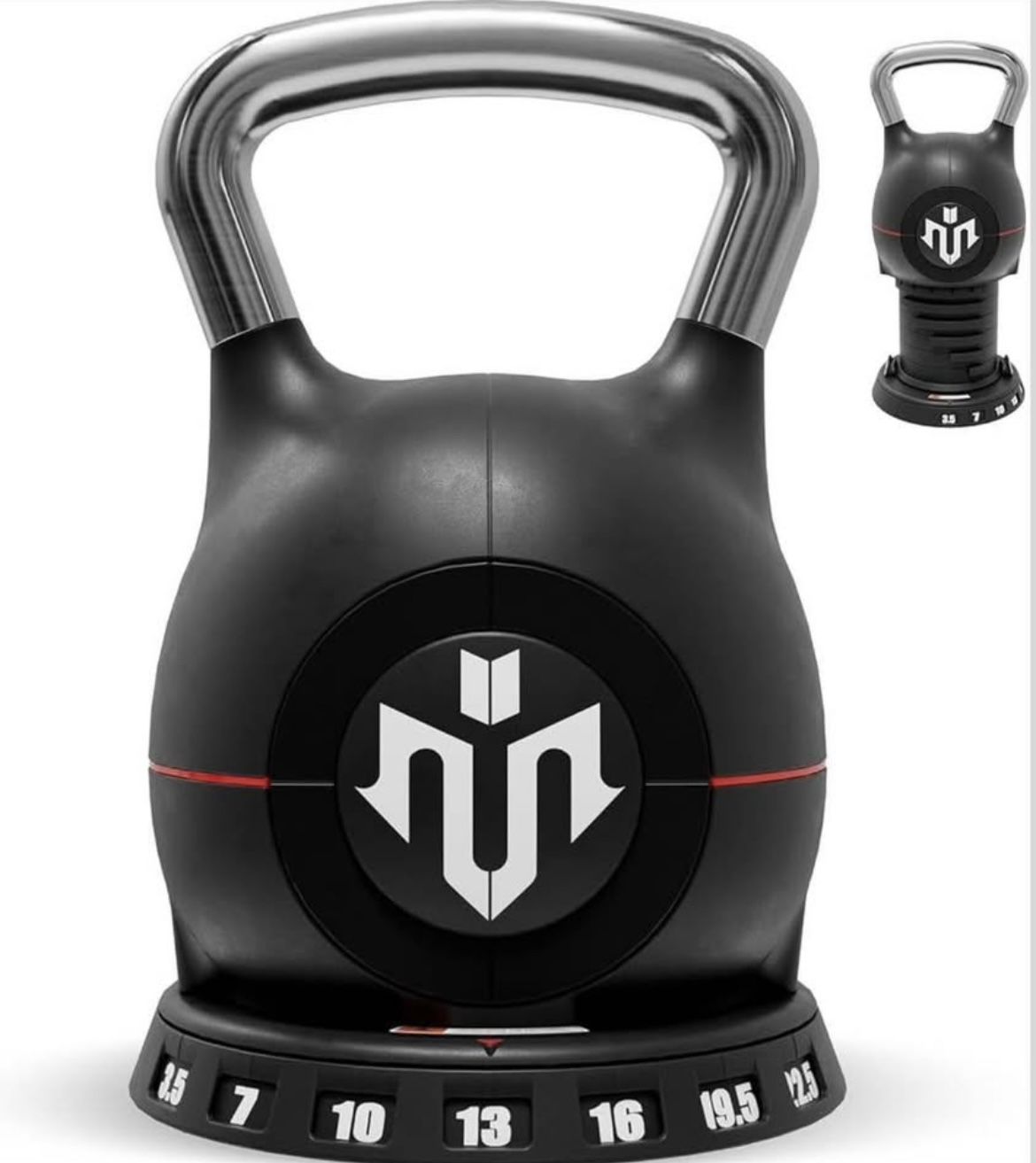 Kettlebell, 7-in-1 Adjustable Kettlebell with 7 Weight Levels ,3.5-22.5lbs, Die-Cast Aluminum and ABS Material, Quick Adjustment Weights with Safety L