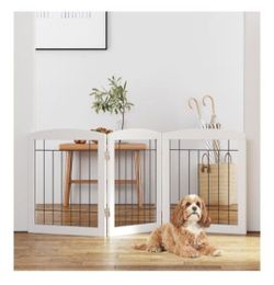 New 3 panel solid wood with metal bars dog pet Gate barrier 24"H 60"W
