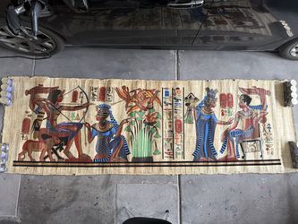 Massive Hand Painted Egyptian Papyrus Art - Almost 10ft Long