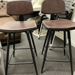 odern Bar Stools 26Inch Counter/Bar Height Barstools Set of 2 Leather Upholstered Barstool Chairs with Low Back for Kitchen Island, Dining Table & Bre