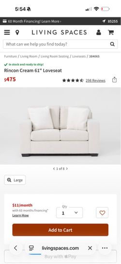 Rincon Cream 61" Loveseat