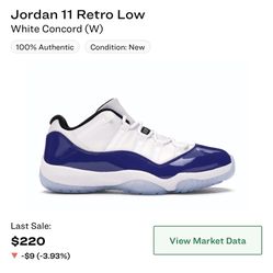 Jordan Retro 11 Low White Concord 