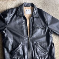 Men's Black Leather Jacket (Size: Large)