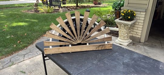 Decorative sunburst wall piece made from wood w/ PVC accents & rope indoor or out rustic handmade farmhouse decor Boat vibe