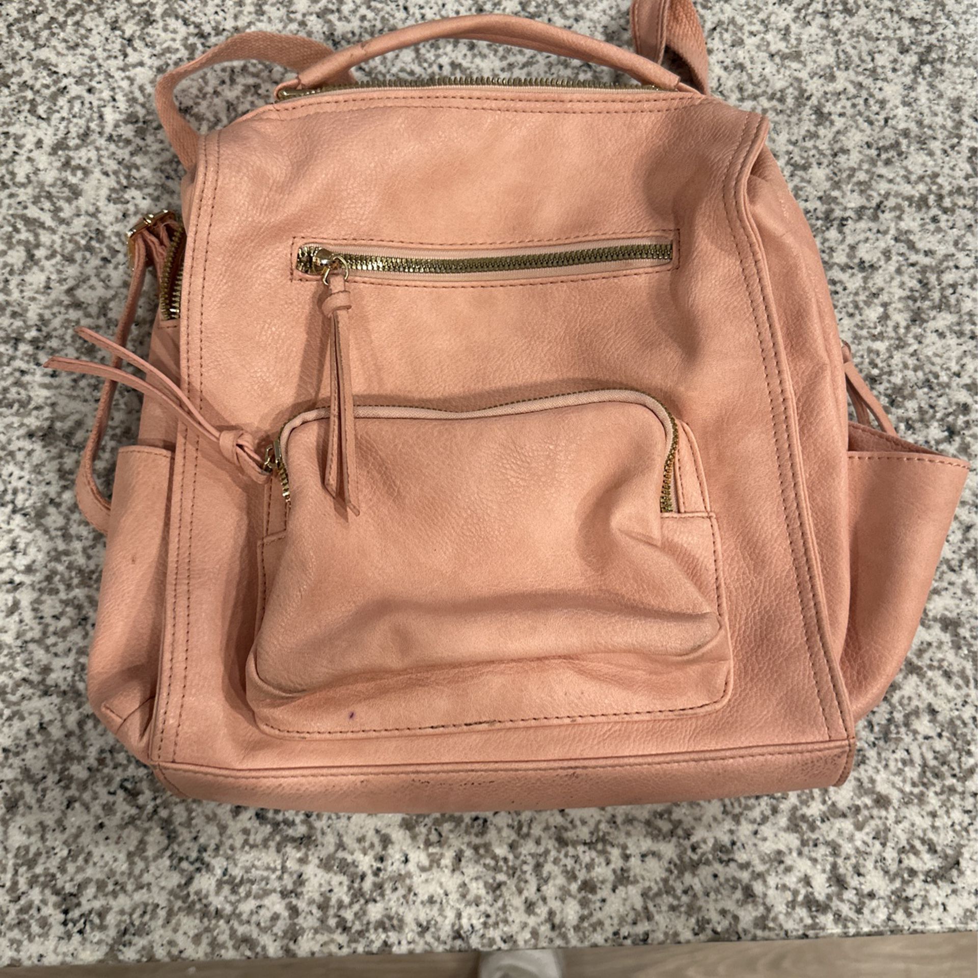 Baby Pink Leather Backpack 