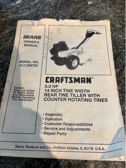 Roto tiller rear tine 14” Craftsman