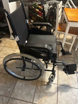 Wheelchair- KARMAN LT-980 BK 16” Seat Width Ultra Lightweight Wheelchair w/ Seat Cushion + Rear Storage + Side Storage + Fold Down Backrest for easy s