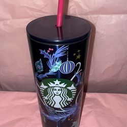 Starbucks Peacock Holiday Christmas 2024 Stainless Steel Cup 24oz Blue