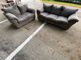 Two piece dark gray couches