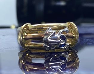 $925 Yellow White and Rose Gold Frog Statement Ring