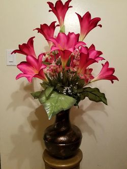 New artificial floral arrangement hot pink lilies
