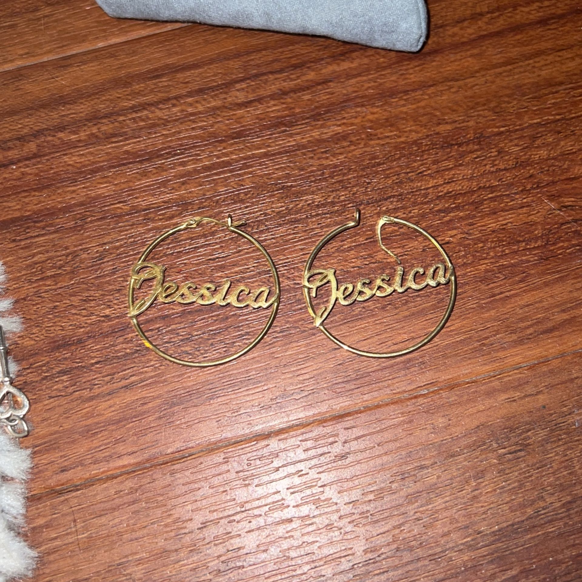 Jessica Gold Plated Name Hoops
