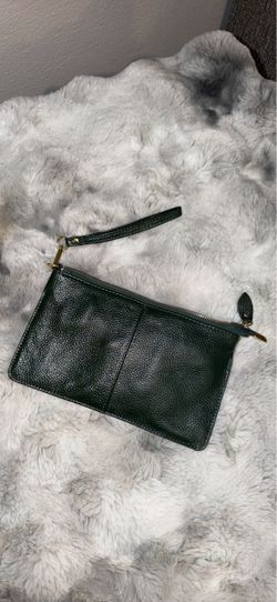 Green leather clutch