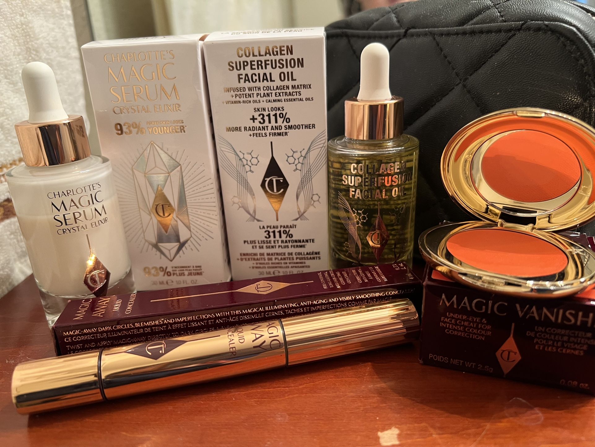 New! Charlotte TilburyCosmetics , Liquid Concealer, Under-eye Colour Corrector, Magic Serum Crystal Elixir, Collagen Superfusion Facial Oil