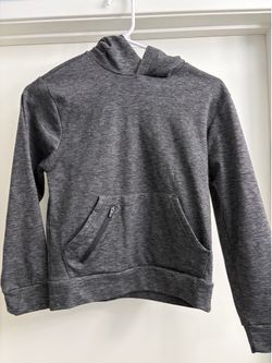 Boys Gray Pullover Hoodie with Zip Pocket
