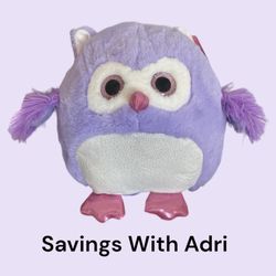 Walgreens Purple Owl Plush Round Pink Hug Me Stuffed Animal