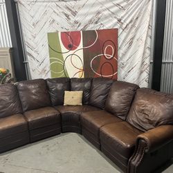 Genuine Leather Reclining Sectional Sofa