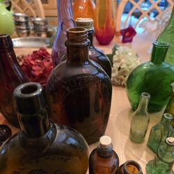 Brown glass antique items