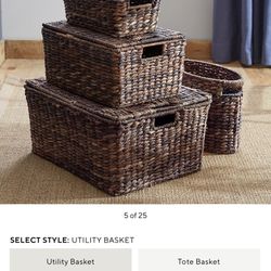 Pottery Barn Lidded Storage Baskets