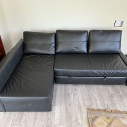 Faux Leather Sectional With Pull Out Bed