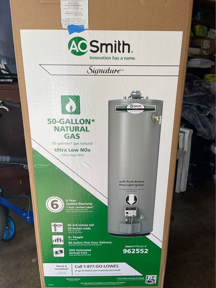 New 50 gal Natural Gas Water Heater (includes installation)