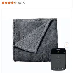 Sunbeam Full Size Electric Lofttec Heated Blanket in Slate with Wi-Fi Connection