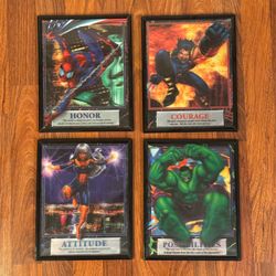 Marvel Heroes 3D Lenticular Framed Art Set - Spider-Man, Wolverine, Storm, Hulk