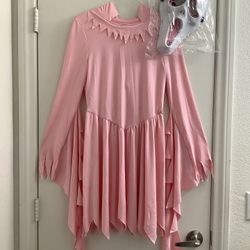 Ghost Suit Scream Ghost Face Halloween Adult Women’s Costume Pink Dress Suit Set Includes Glitter Mask & Suit, XS-XL