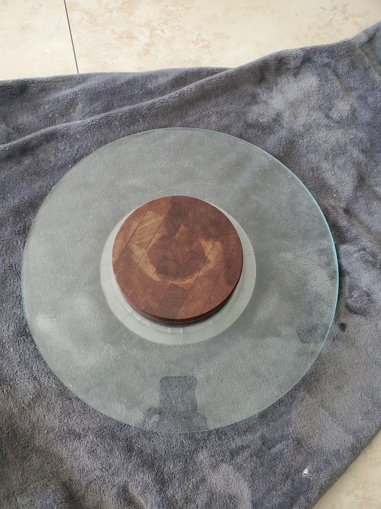 Glass And Wood Lazy Susan