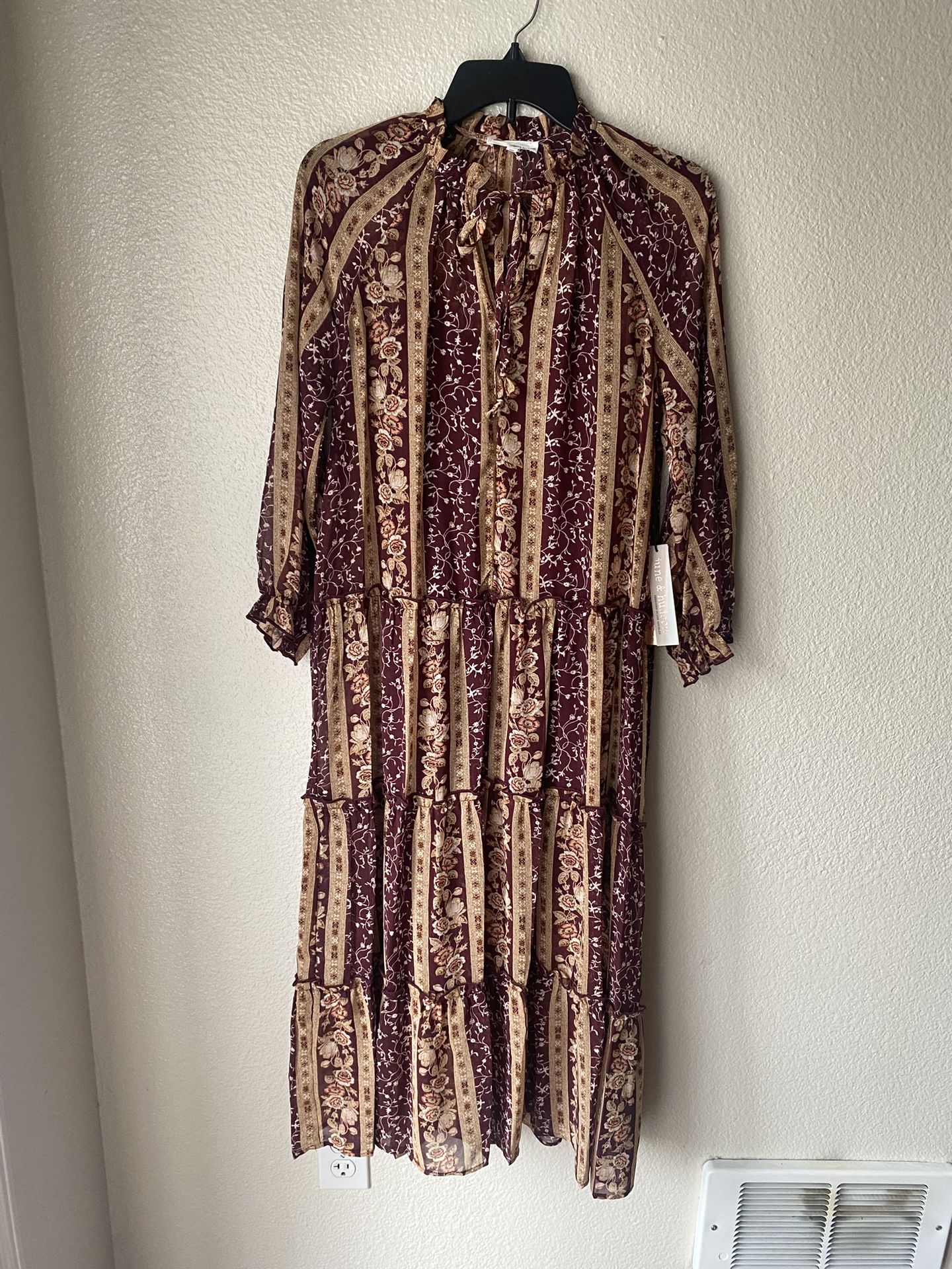 Brand new womans June & Hudson brand brown tiered maxi dress up for sale