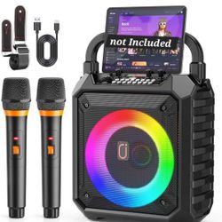 Karaoke Machine with Two Wireless Microphones, 