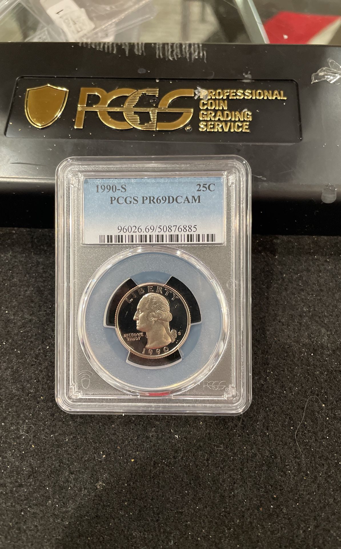 1990 S Gem Proof Washington Quarter Graded At PR69 With A Deep Cameo C-7