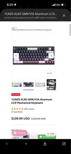 Brand New YUNZII AL80 Wireless Mechanical Keyboard (CNC Aluminum, LCD Screen)