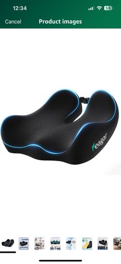 Feagar Sciatica & Tailbone Pain Relief Seat Cushion - Extra Thick Memory Foam Office Chair Cushion with Non-Slip Bottom, Coccyx Cushion for Desk Chair